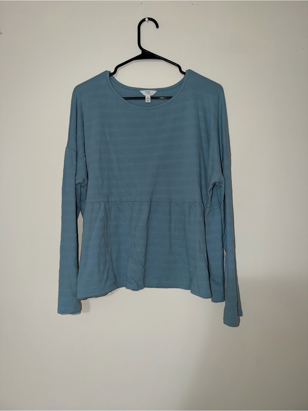 Women's Dusty Blue Long Sleeve Peplum Tee
